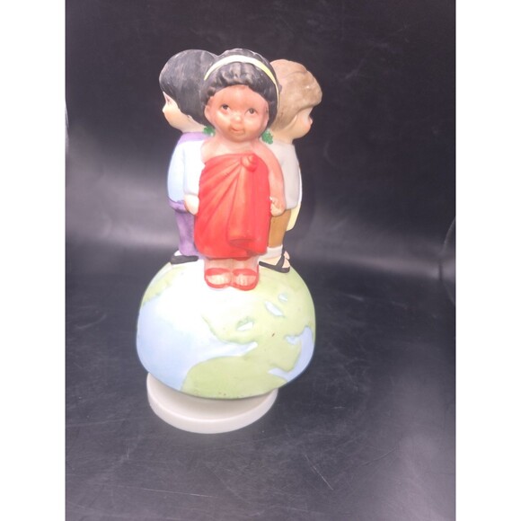 Vintage "We are the World" Music Box USA for Africa Brockman 1985 Ceramic works - Picture 4 of 16